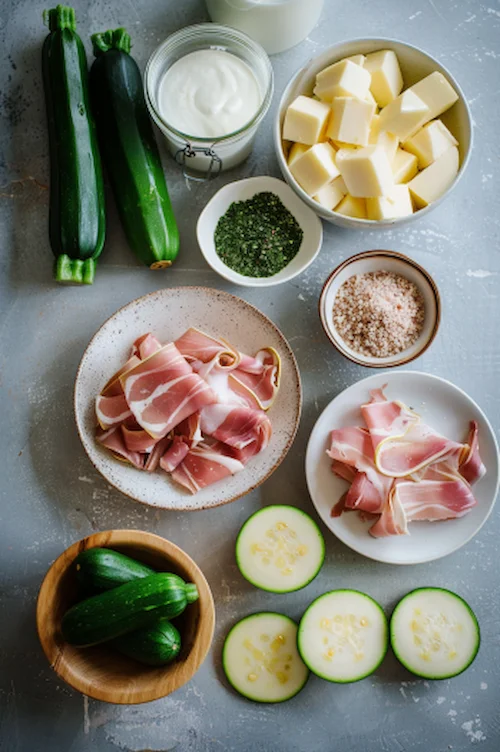 ingredientes Lasaña de calabacín, jamón y queso al horno